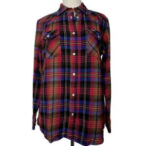Wrangler Tartan Plaid Flannel Shirt Pearl Snaps Long Sleeves Cotton Sz M NEW